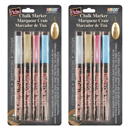 Marvy Uchida Fine Tip Chalk Marker, Set 4P, 4 Pastel Colors Per Pack, 8PK 4824M
